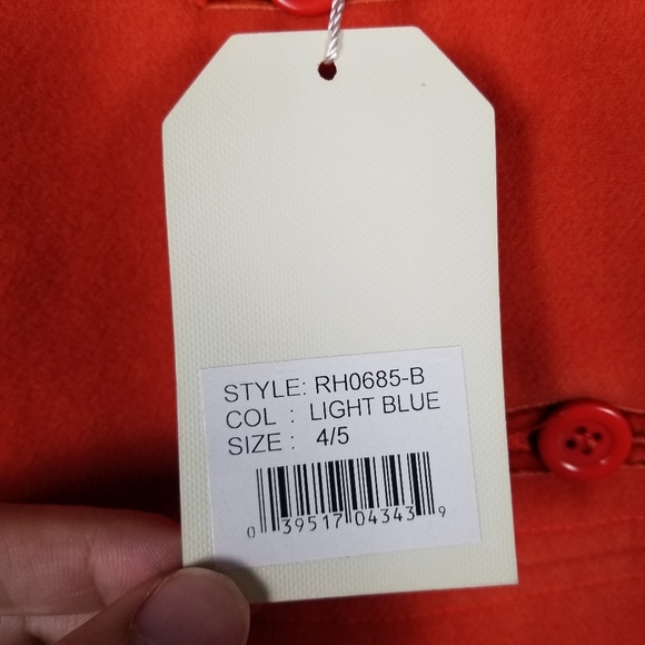 Richie House Cape Coat with Hood and Rosette Accents in Red Orange Size 4/5 NWT - Picture 12 of 12